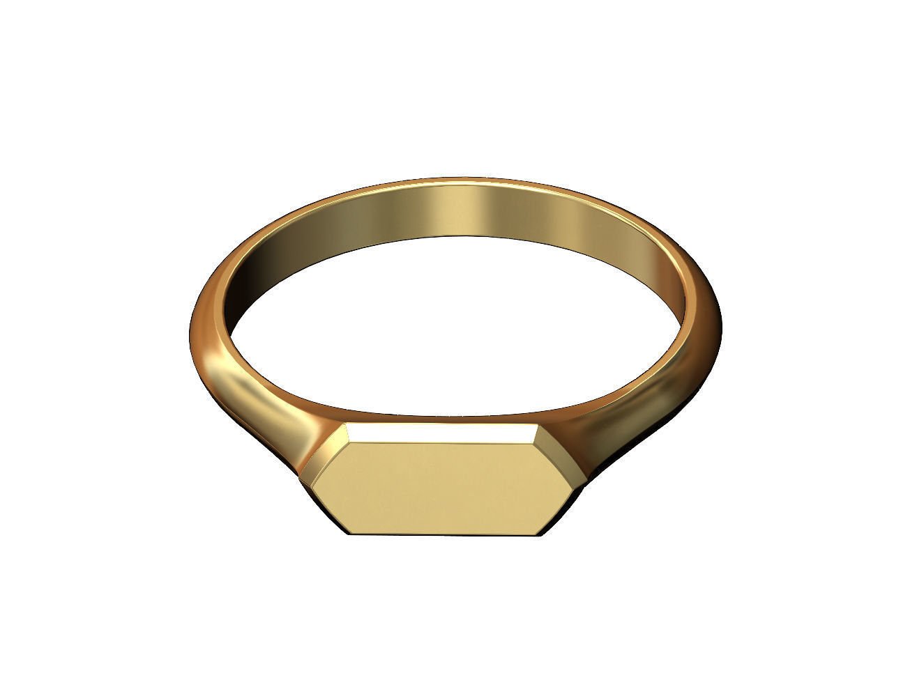 Thin Hexagonal slot signet ring US sizes 5to9 3D print model_4