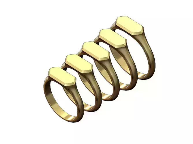 Thin Hexagonal slot signet ring US sizes 5to9 3D print model
