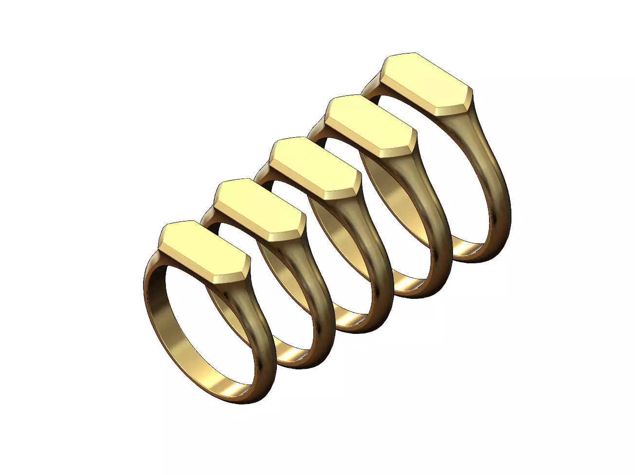 Thin Hexagonal slot signet ring US sizes 5to9 3D print model_0
