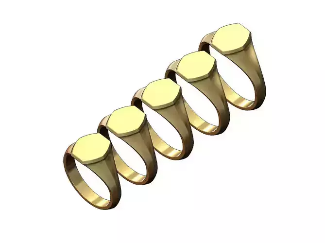 Hexagonal platform signet ring US sizes 5to9