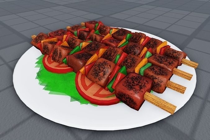 Grilled Shish Kebab 3D Model Low-poly 3D model 6