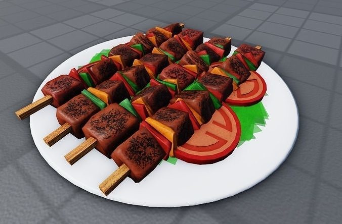 Grilled Shish Kebab 3D Model Low-poly 3D model 2