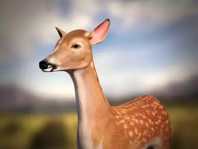 Animated Lowpoly Baby Deer Low-poly 3D model