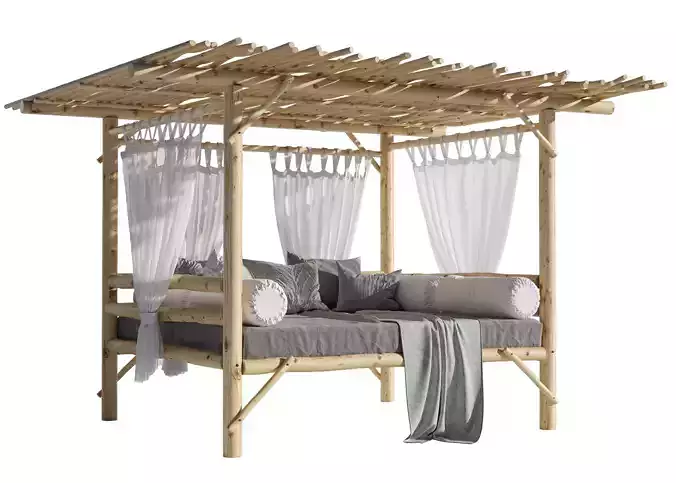 Landscape furniture with pergola and roof garden 04
