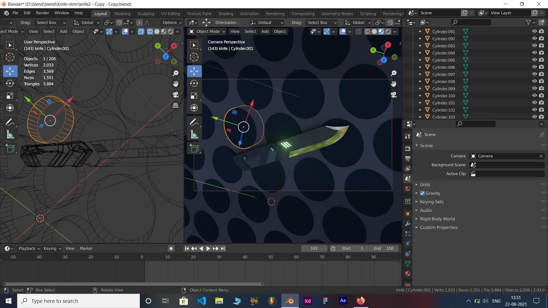 Lowpoly Single edge modern military Knife Low-poly 3D model_6