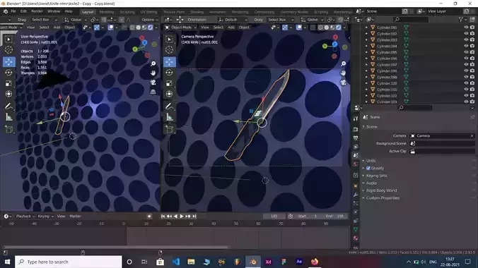 Lowpoly Single edge modern military Knife
