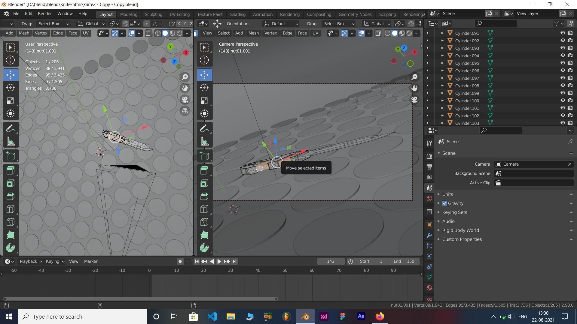 Lowpoly Single edge modern military Knife Low-poly 3D model_5