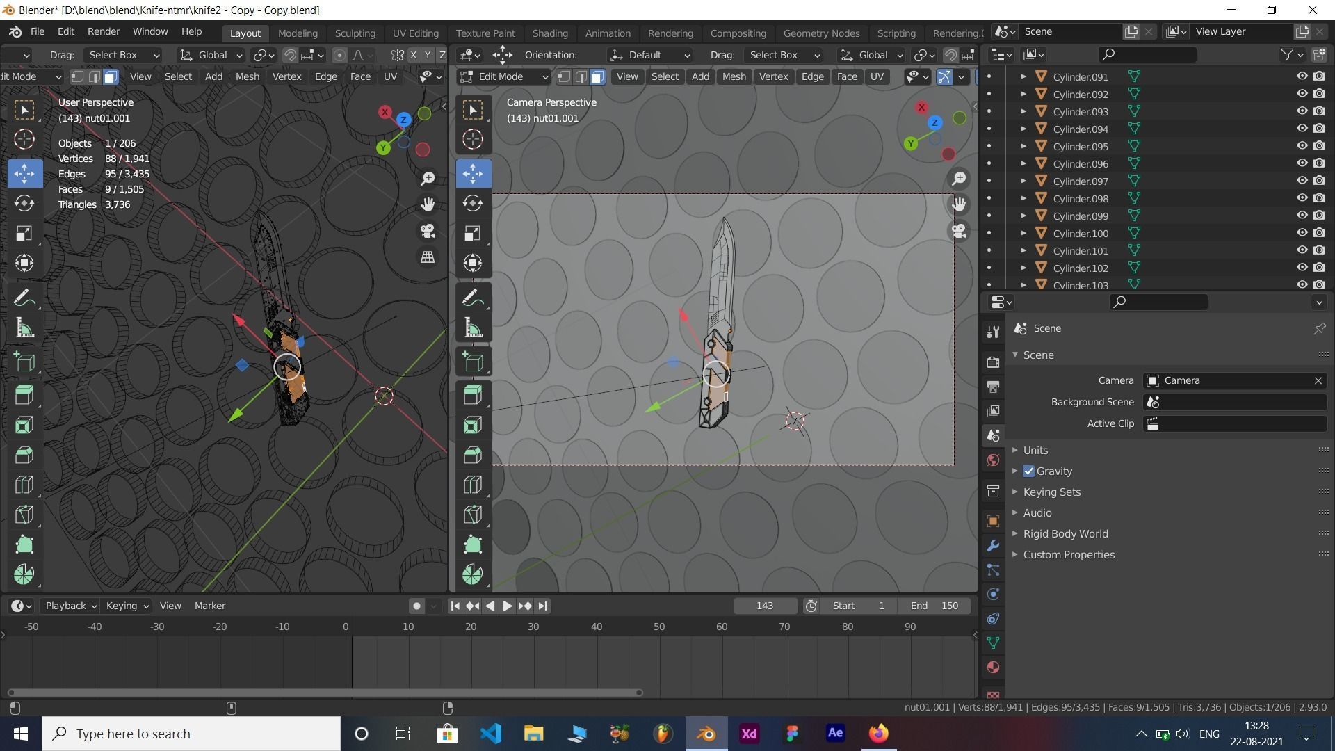 Lowpoly Single edge modern military Knife Low-poly 3D model_3