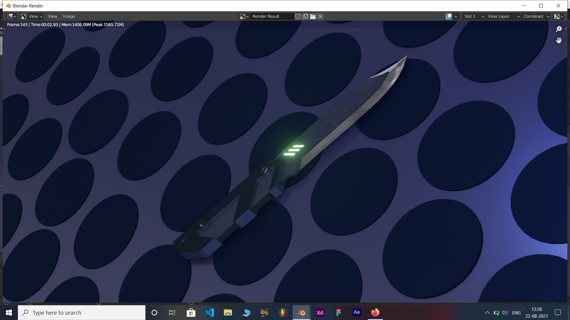 Lowpoly Single edge modern military Knife Low-poly 3D model_2