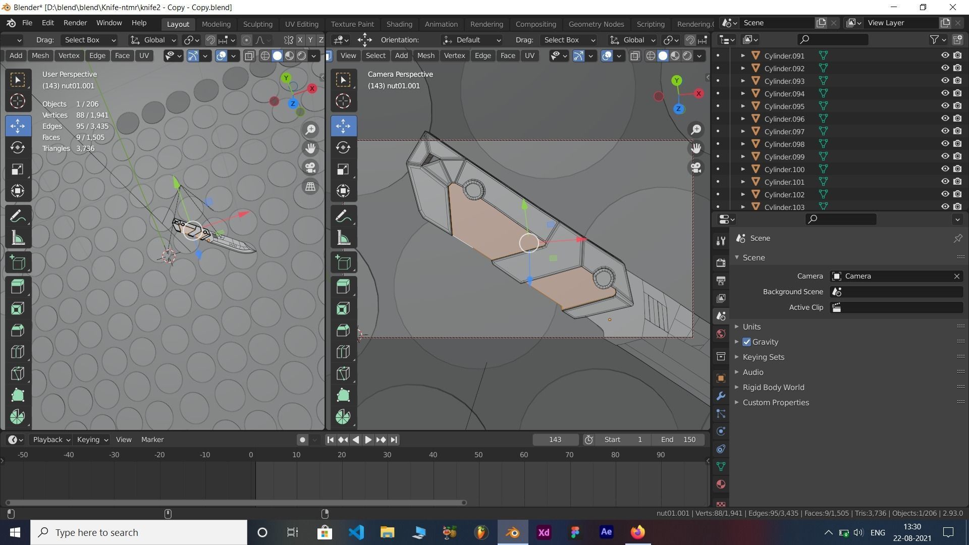Lowpoly Single edge modern military Knife Low-poly 3D model_4
