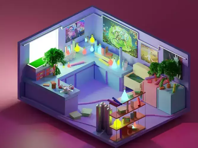Garage laboratory from the animated series Rick and Morty
