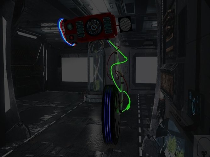 red steel robot with three modules 3D model