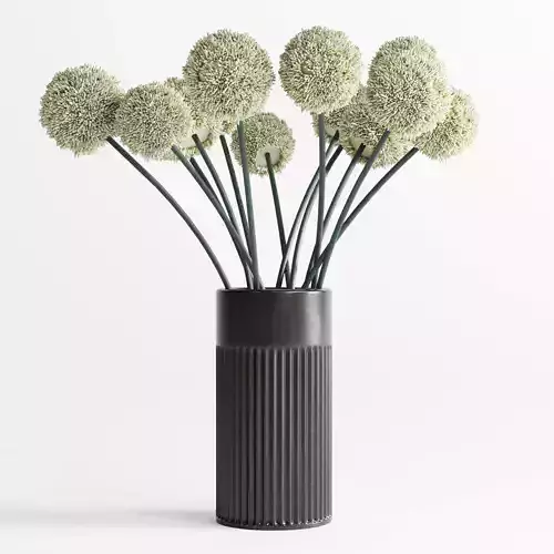 White Handmade Flowers Allium concrete Vase marble vase