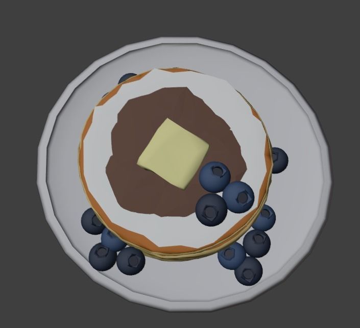 Pancakes With Blueberrys 3D Model Low-poly 3D model_34