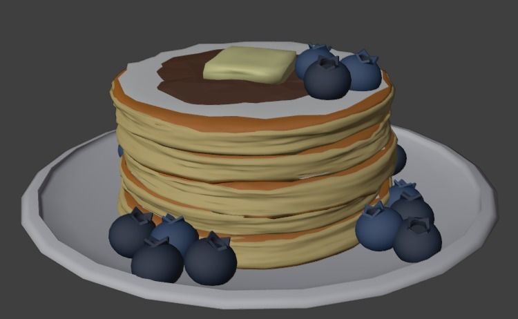 Pancakes With Blueberrys 3D Model Low-poly 3D model_33
