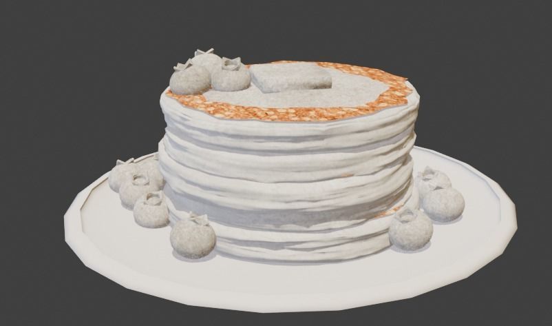 Pancakes With Blueberrys 3D Model Low-poly 3D model_35