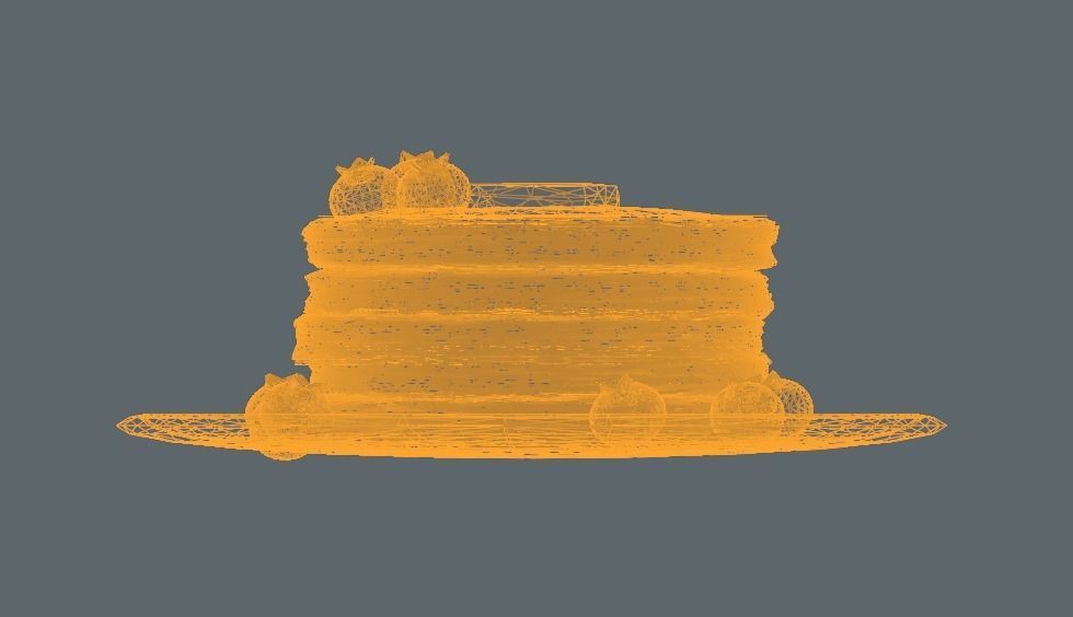 Pancakes With Blueberrys 3D Model Low-poly 3D model_6