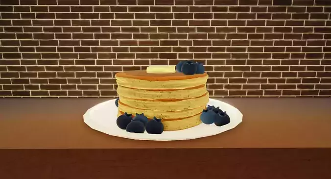 Pancakes With Blueberrys 3D Model Low-poly 3D model