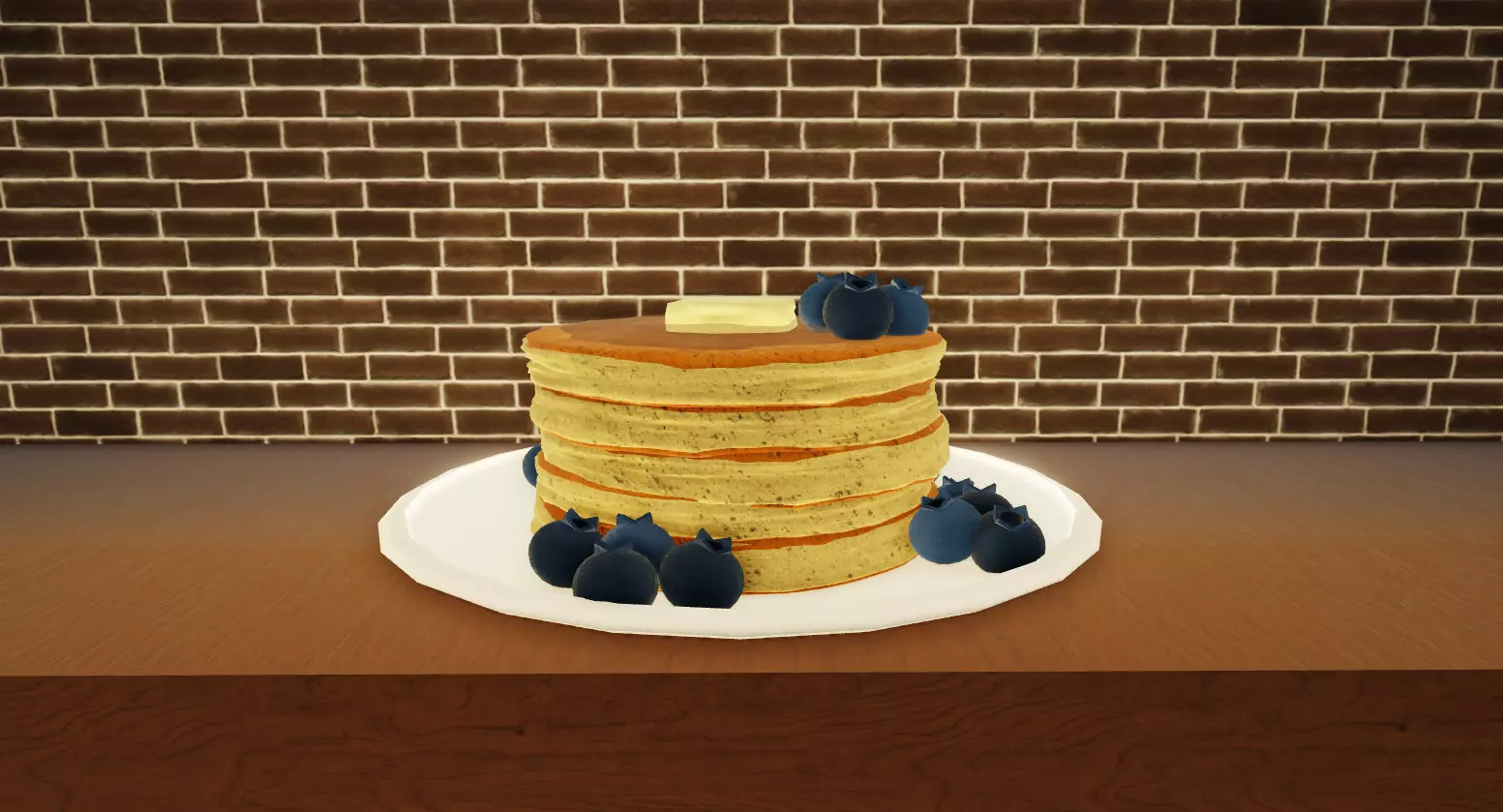 Pancakes With Blueberrys 3D Model Low-poly 3D model_0