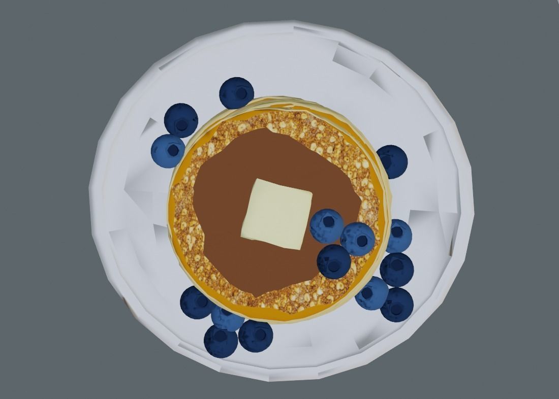 Pancakes With Blueberrys 3D Model Low-poly 3D model_4