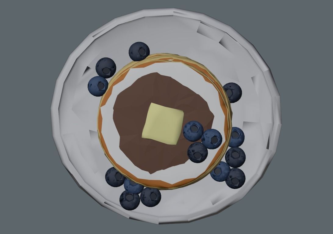 Pancakes With Blueberrys 3D Model Low-poly 3D model_8
