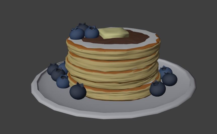 Pancakes With Blueberrys 3D Model Low-poly 3D model_32