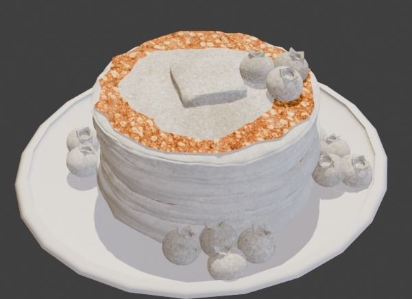 Pancakes With Blueberrys 3D Model Low-poly 3D model_28