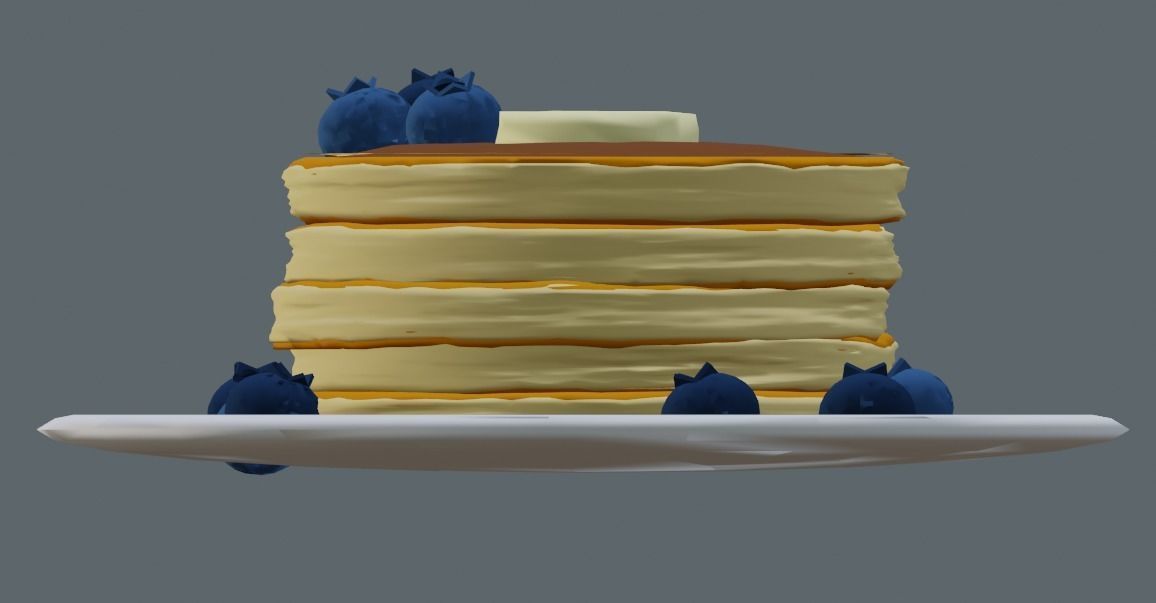 Pancakes With Blueberrys 3D Model Low-poly 3D model_5