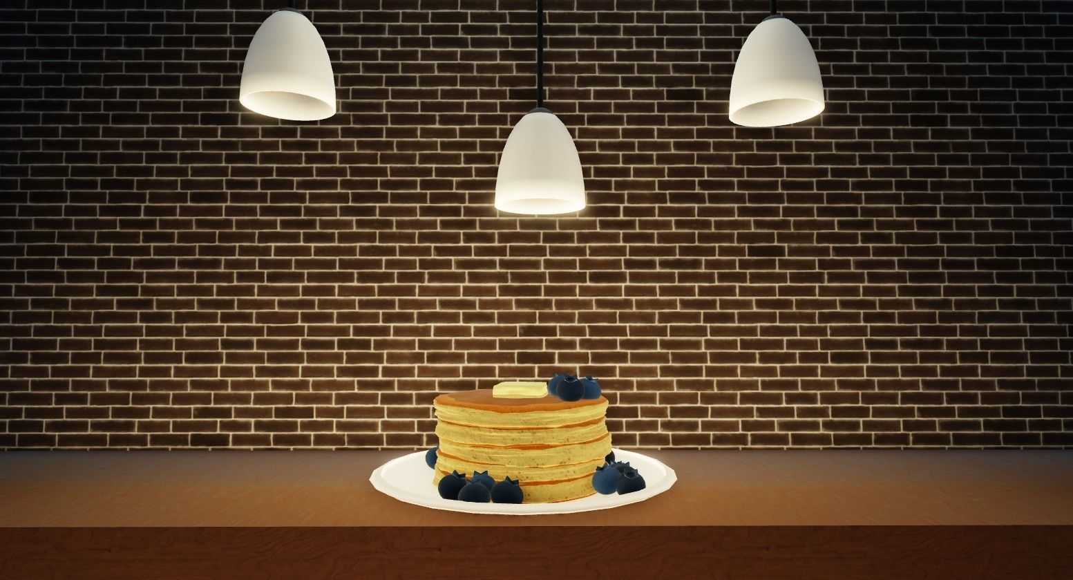 Pancakes With Blueberrys 3D Model Low-poly 3D model_2