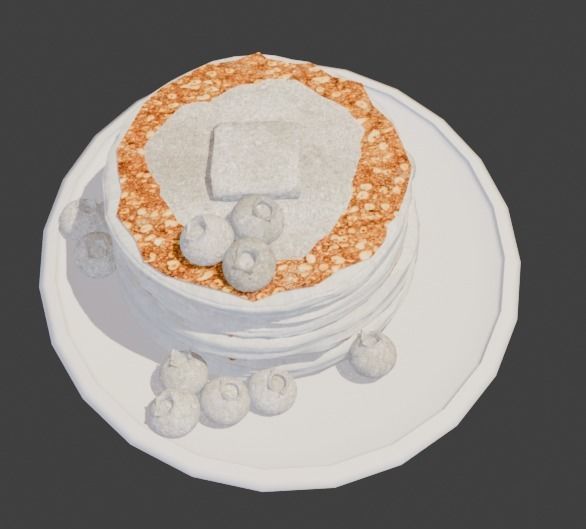 Pancakes With Blueberrys 3D Model Low-poly 3D model_36
