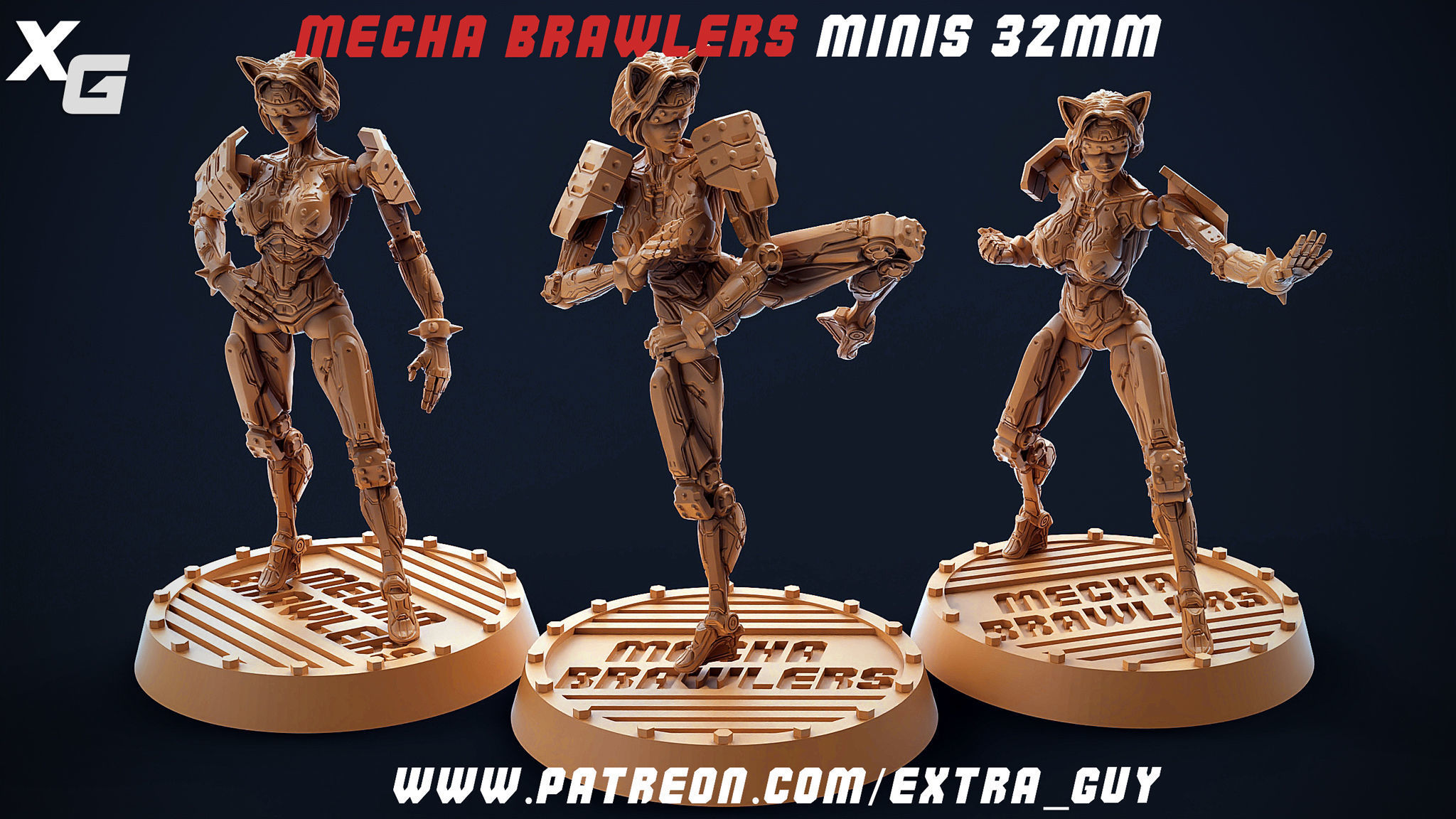 Mecha Brawlers 32mm 3D Printable 15 assets Unsupported 3D print model_4