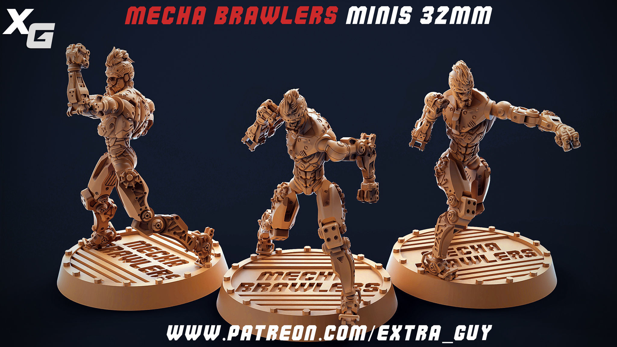 Mecha Brawlers 32mm 3D Printable 15 assets Unsupported 3D print model_1