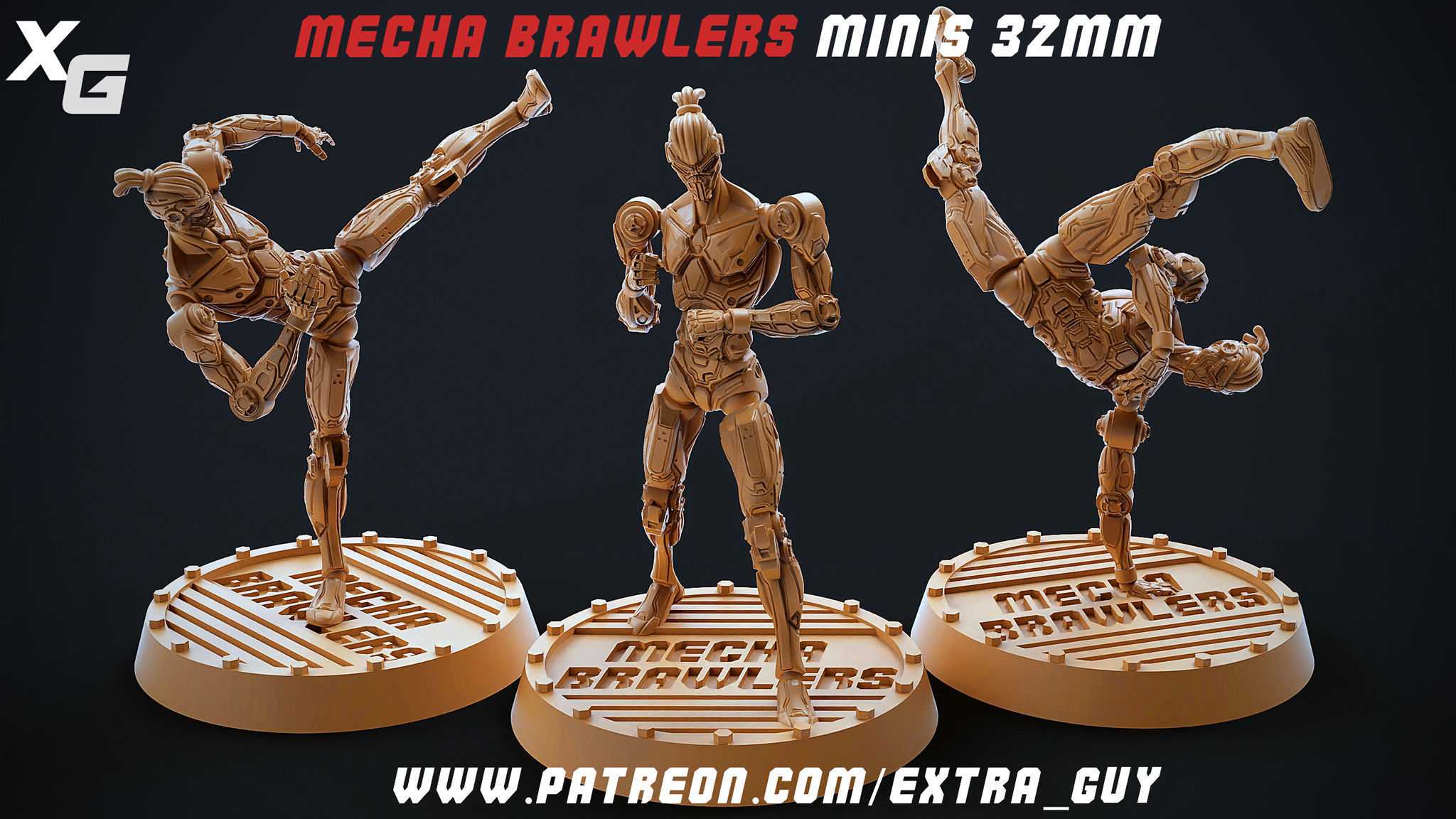 Mecha Brawlers 32mm 3D Printable 15 assets Unsupported 3D print model_2