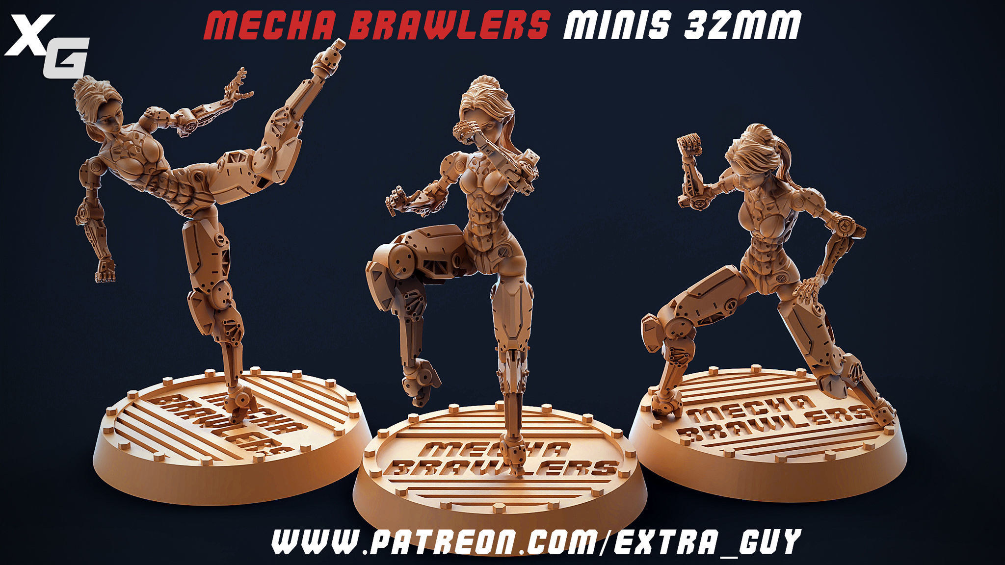Mecha Brawlers 32mm 3D Printable 15 assets Unsupported 3D print model_3
