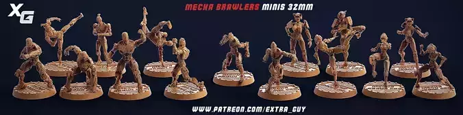 Mecha Brawlers 32mm 3D Printable 15 assets Unsupported