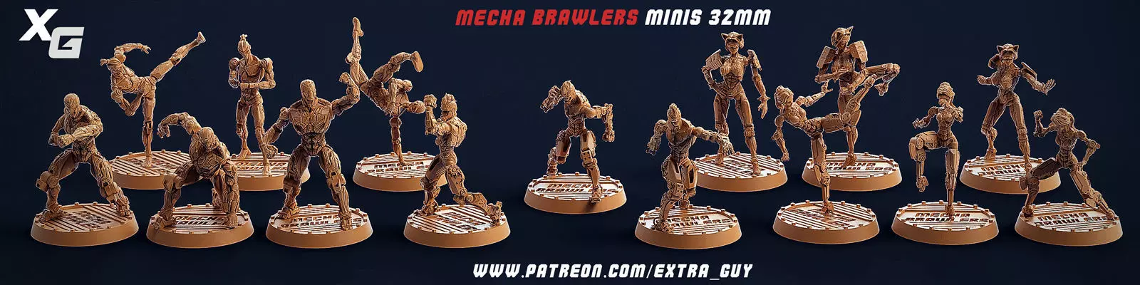 Mecha Brawlers 32mm 3D Printable 15 assets Unsupported 3D print model_0