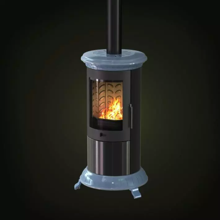 Cylindrical Fireplace 3D model_0