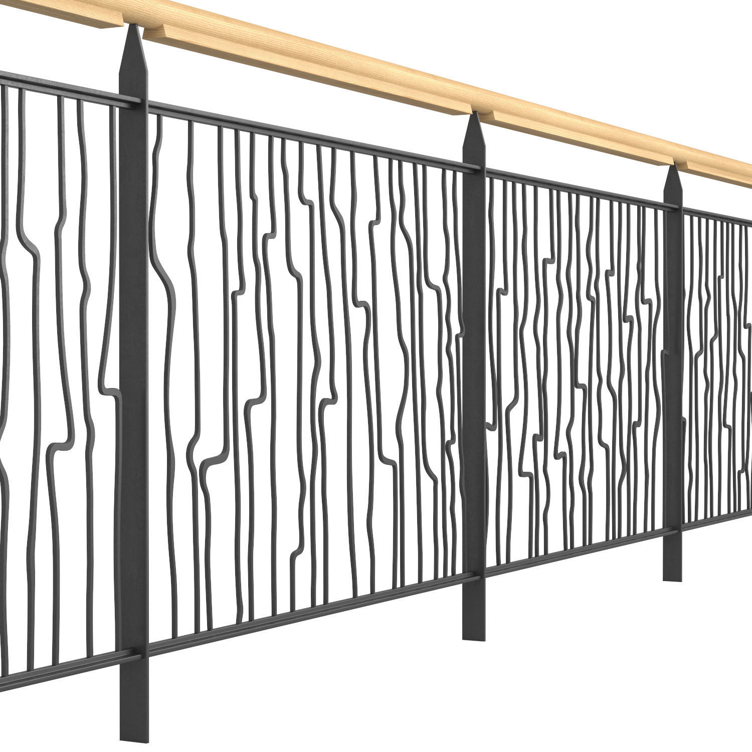 Set of modern railings 3D model_2