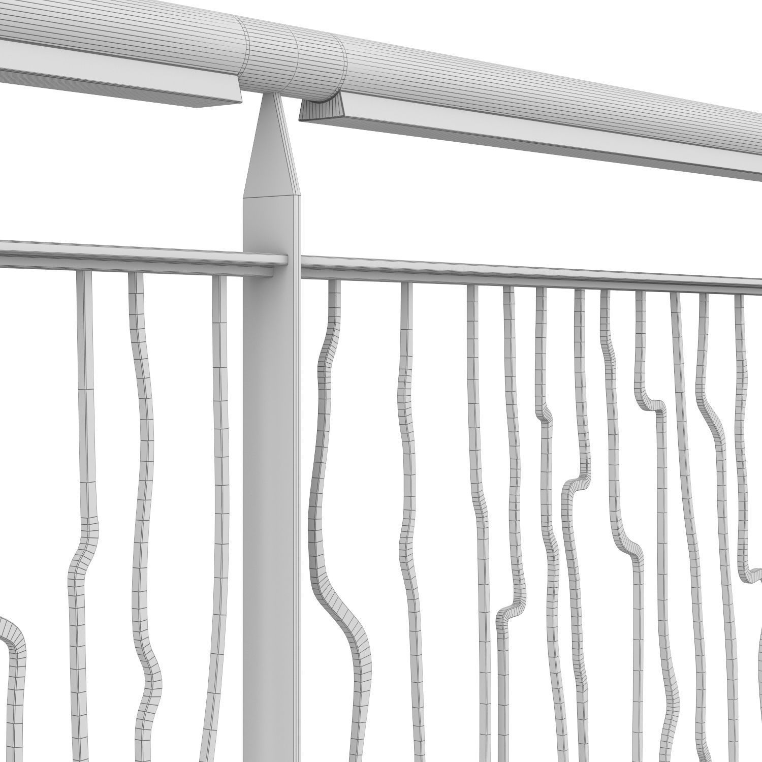 Set of modern railings 3D model_5