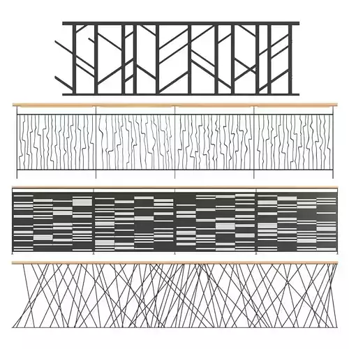 Set of modern railings 3D model
