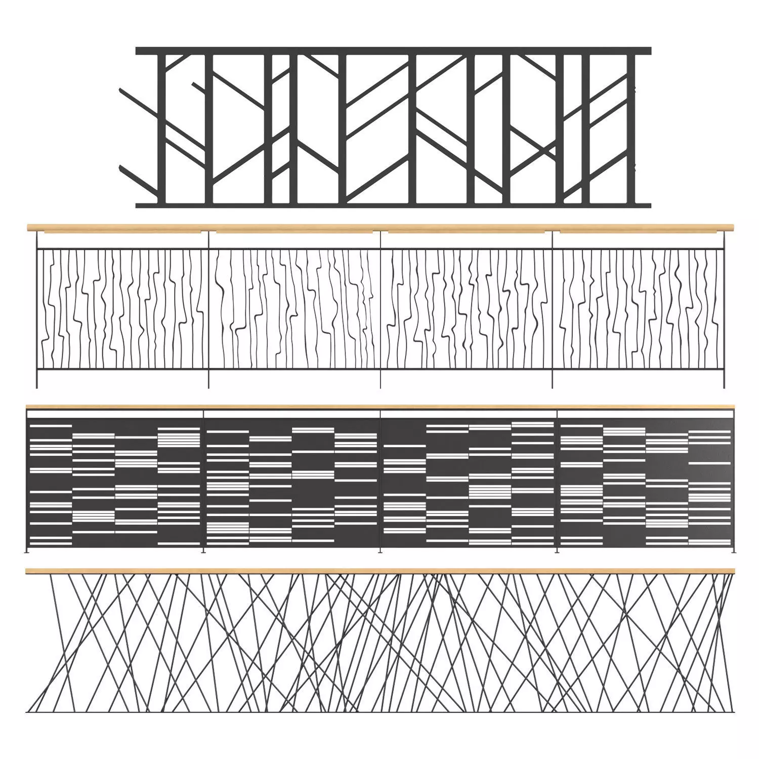 Set of modern railings 3D model_0
