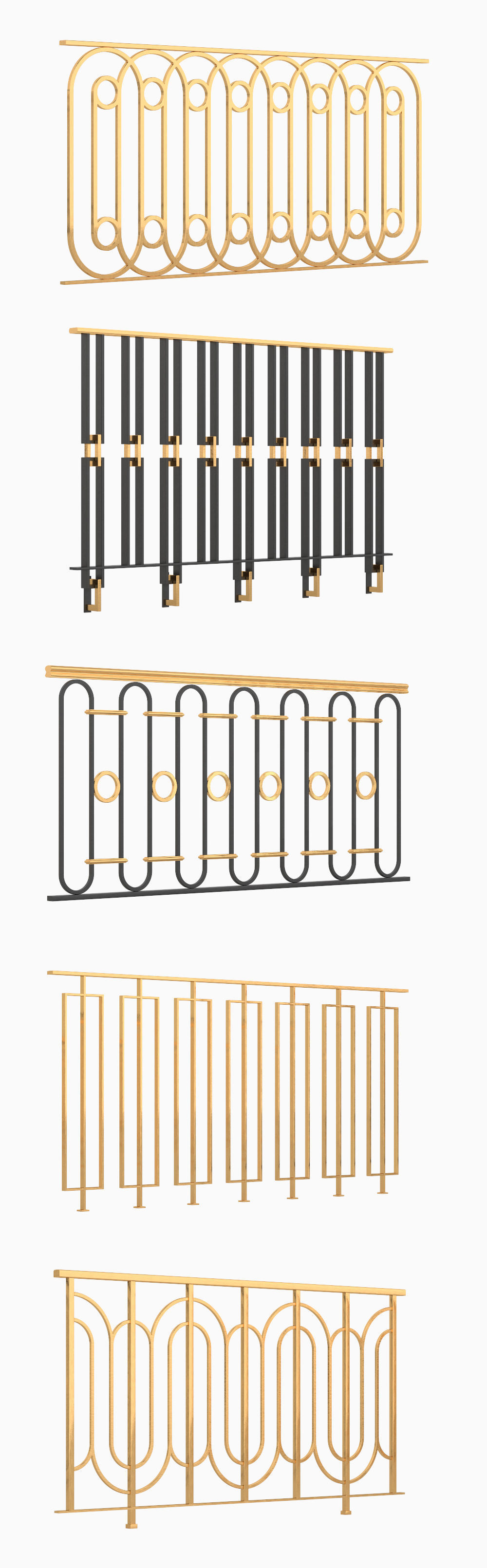  Set of classic railings 3D model_1
