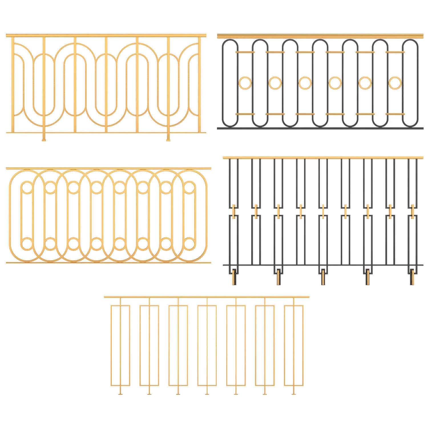  Set of classic railings 3D model_0