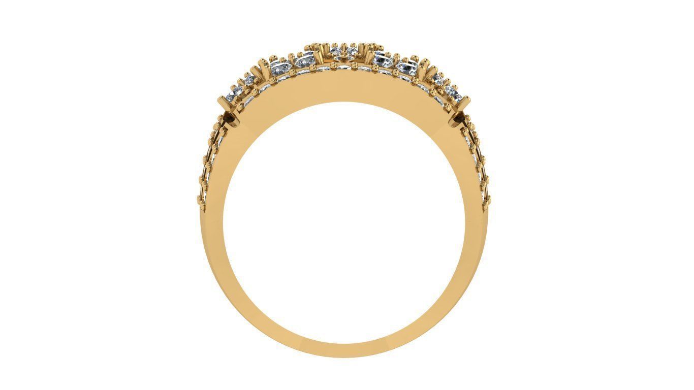 rings gold flower ring with diamonds 3D print model_12