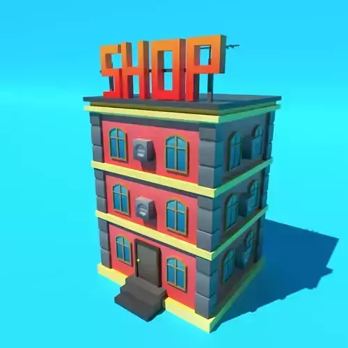 Build House Shop Low-poly Mobile Stylized Cartoon Urban Low-poly 3D model