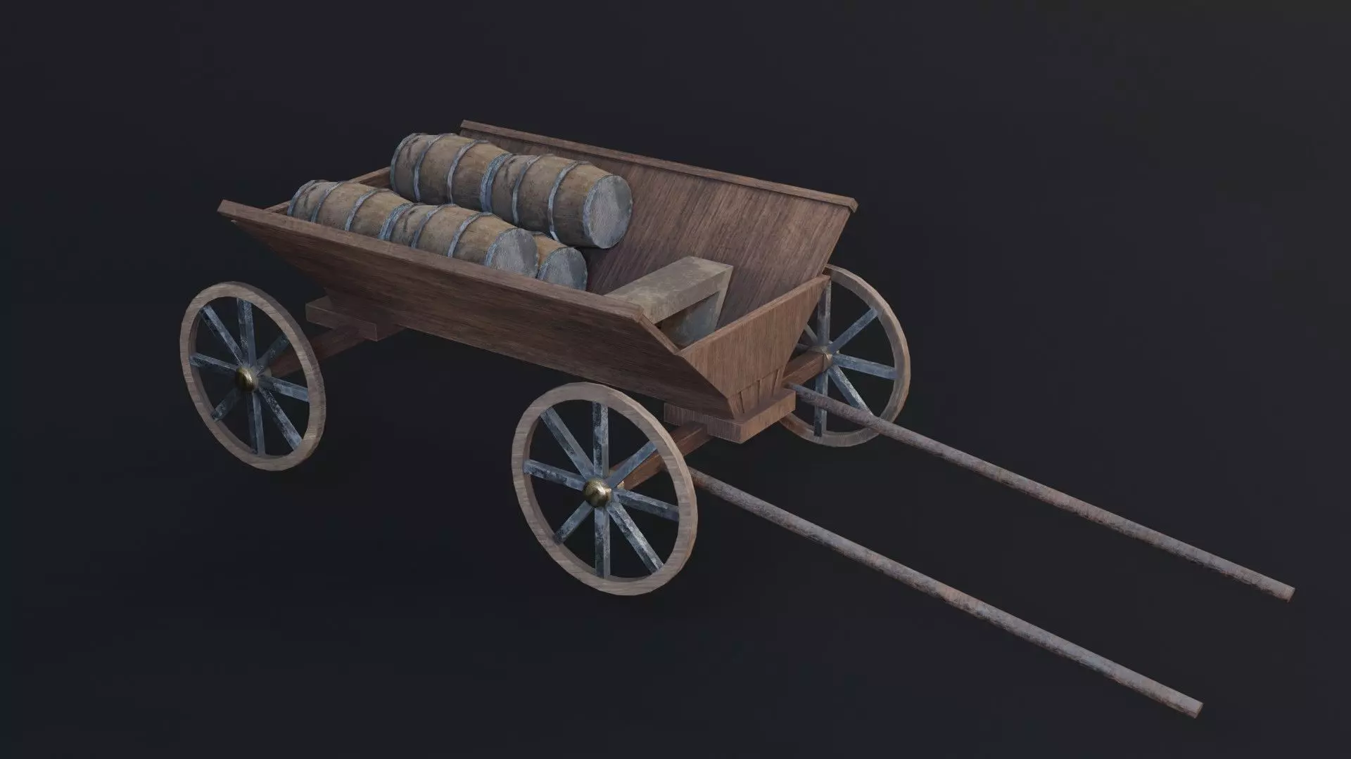 Cart MedevialProps Game Ready Low Poly 3D Model Low-poly 3D model