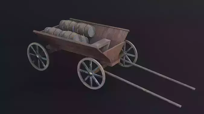 Cart MedevialProps Game Ready Low Poly 3D Model