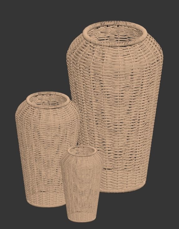 Wicker vase 3D model_1