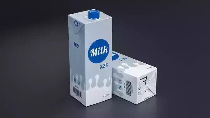 Milk Carton Package 1L 3D model