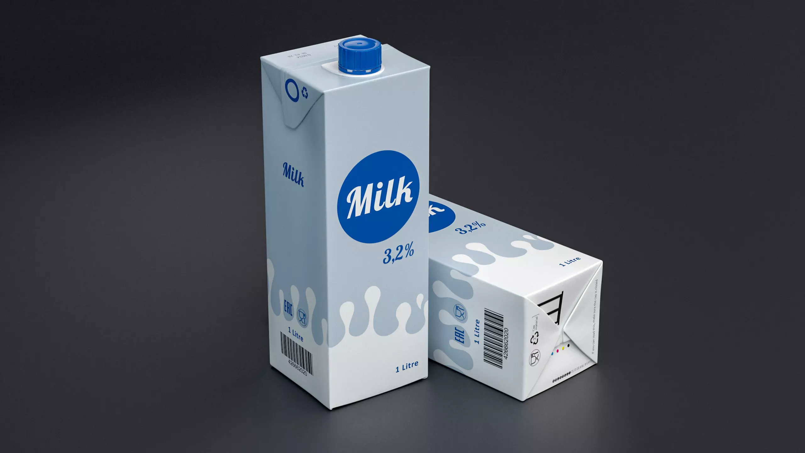 Milk Carton Package 1L 3D model 3D model_0